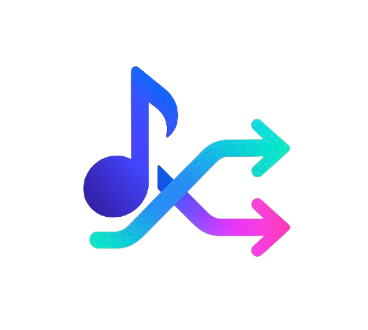 MusicShuffler logo, a cartoon-style music-shuffling icon
